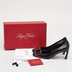 مملوكة مسبقًا Roger Vivier Belle Vivier Trompette Size 37.5 Black Leather Pumps