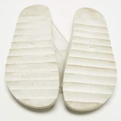 Pre Owned Roger Vivier Slidy Viv Size 39 White Leather and Mesh Flat Slide