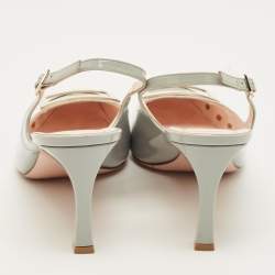 Pre Owned Roger Vivier Trompette Size 41 Grey Patent Leather Slingback Pumps