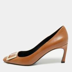 Pre Owned Roger Vivier Trompette Size 40 Brown Leather Pumps