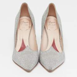 Pre Owned Roger Vivier I love Vivier Size 38 Silver Glitter Pumps