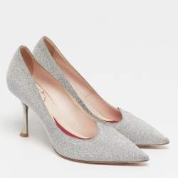 Pre Owned Roger Vivier I love Vivier Size 38 Silver Glitter Pumps