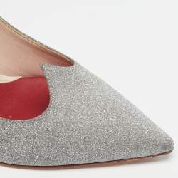 Pre Owned Roger Vivier I love Vivier Size 38 Silver Glitter Pumps