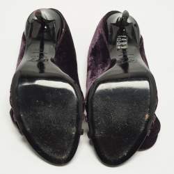 مملوكة مسبقًا Roger Vivier Size 38.5 Purple Velvet Bow Open Toe Pumps