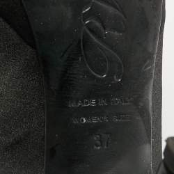 Pre Owned حذاء كعب عالي روجر فيفييه لايملايت ساتان أسود مزخرف بالكريستال نعل سميك مقاس 37