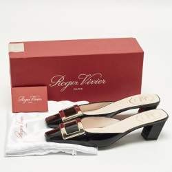 Pre Owned حذاء سلايد روجر فيفييه جلد لامع أسود بيلي فيفييه مقاس 39