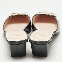 Pre Owned حذاء سلايد روجر فيفييه جلد لامع أسود بيلي فيفييه مقاس 39