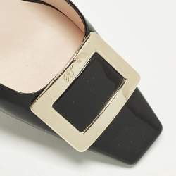 Pre Owned حذاء سلايد روجر فيفييه جلد لامع أسود بيلي فيفييه مقاس 39