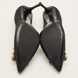 مملوكة مسبقًا حذاء كعب عالي روجر فيفييه ساتان أسود مزخرف بمقاس 41