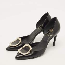 Pre Owned حذاء كعب عالي روجر فيفييه جلد أسود برشام دورسي مقاس 37.5