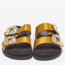 مملوكة مسبقًا Roger Vivier Slidy Viv Size 38 Yellow Satin Flat Sandals