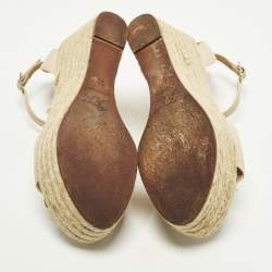 Pre Owned Roger Vivier Chips Size 36 Beige Leather Wedge Sandals