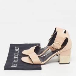 Pre Owned Roger Vivier Size 36 Pink Leather Block Heel Ankle Strap Sandals