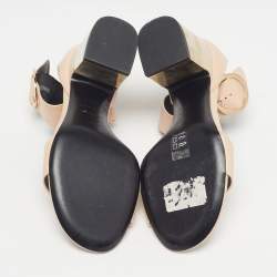 Pre Owned Roger Vivier Size 36 Pink Leather Block Heel Ankle Strap Sandals