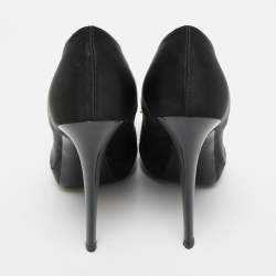 Pre Owned Roger Vivier Limelight Size 39.5 Black Satin Crystal Embellished Platform Pumps