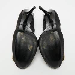 Pre Owned Roger Vivier Limelight Size 39.5 Black Satin Crystal Embellished Platform Pumps