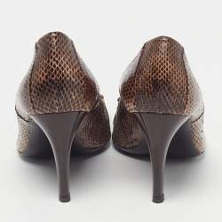 Pre Owned Roger Vivier Trompette Size 39 Brown Snakeskin Leather Pumps