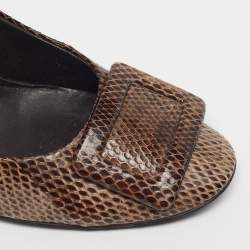 Pre Owned Roger Vivier Trompette Size 39 Brown Snakeskin Leather Pumps