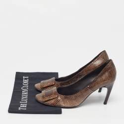 Pre Owned Roger Vivier Trompette Size 39 Brown Snakeskin Leather Pumps
