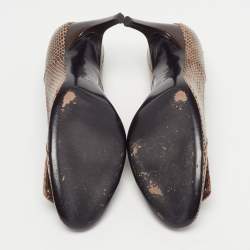 Pre Owned Roger Vivier Trompette Size 39 Brown Snakeskin Leather Pumps