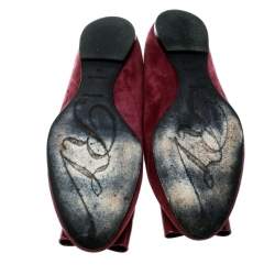 Pre Owned Roger Vivier Burgundy Suede Bow Ballet Flats Size 36