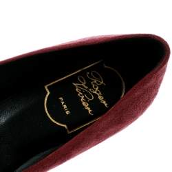 Pre Owned Roger Vivier Burgundy Suede Bow Ballet Flats Size 36