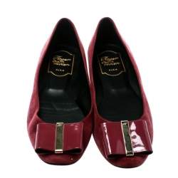 Pre Owned Roger Vivier Burgundy Suede Bow Ballet Flats Size 36