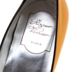 Pre Owned Roger Vivier Yellow Leather Peep Toe Pumps 37.5