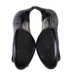 Pre Owned Roger Vivier Grey Suede Buckle Pumps Size 40