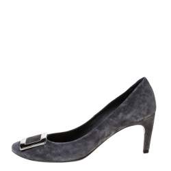 Roger Vivier Grey Suede Buckle Pumps Size 40