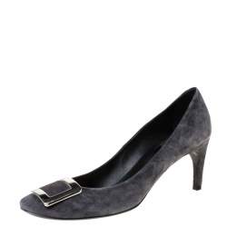 Roger Vivier Grey Suede Buckle Pumps Size 40