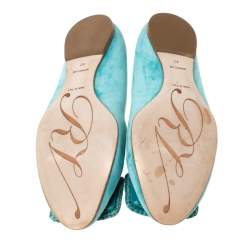 Roger Vivier Vert Blue Suede Belle Ballet Flats Size 40