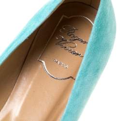 Roger Vivier Vert Blue Suede Belle Ballet Flats Size 40
