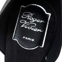Roger Vivier Black Satin Crystal Embellished Chip Flats Size 42