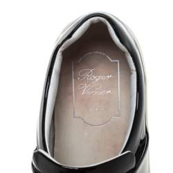 Pre Owned Roger Vivier Black Patent Leather Sneaky Viv Crystal Embellished Slip On Sneakers Size 36.5