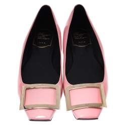 Pre Owned Roger Vivier Pink Patent Leather Ballet Flats Size 36