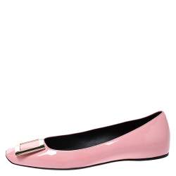 Pre Owned Roger Vivier Pink Patent Leather Ballet Flats Size 36