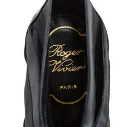 Pre Owned Roger Vivier Black Satin Cut Out Tie Up Sandals Size 39