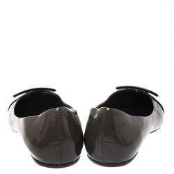 Pre Owned Roger Vivier Dark Grey/Black Patent Leather Gommette Ballet Flats Size 38.5