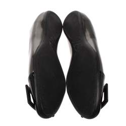 Pre Owned Roger Vivier Dark Grey/Black Patent Leather Gommette Ballet Flats Size 38.5