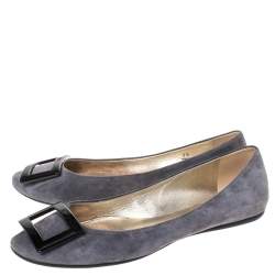 Roger Vivier Grey Suede Gommette Ballet Flats Size 39