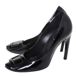 Pre Owned Roger Vivier Black Patent Leather Trompette Pumps Size 39