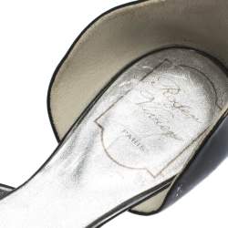 Pre Owned Roger Vivier Black Patent Leather Rose N'Roll Peep Toe Ballet Flat Size 39