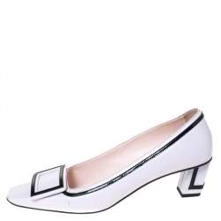 Pre Owned Roger Vivier Pale Pink Leather Buckle Pumps Size 38