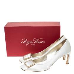 Roger Vivier White Satin Belle Embellished Pumps Size 40