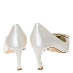 Roger Vivier White Satin Belle Embellished Pumps Size 40