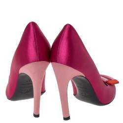 Pre Owned Roger Vivier Multicolor Satin Square Buckle Pumps Size 37