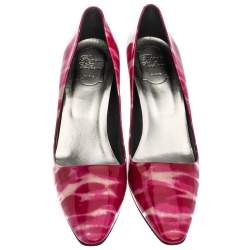 Roger Vivier Abstract Pink Patent Leather Curved Heel Pumps Size 41