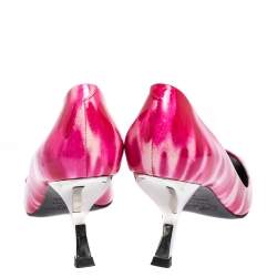 Roger Vivier Abstract Pink Patent Leather Curved Heel Pumps Size 41