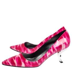 Roger Vivier Abstract Pink Patent Leather Curved Heel Pumps Size 41